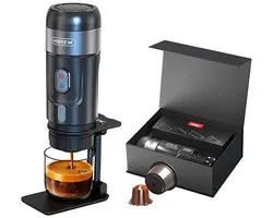 Hibrew Koffie Maker DraagbareCapsule Koffiemachine Voor Auto & Thuis, DC12V EspressoCapsule Koffiemachine: Nespresso, Dolce Gusto, Koffie Poeder. H4A