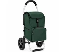 Dreamble® | Luxe Boodschappentrolley | Boodschappenwagen | Groen | Extra Hoog (103cm) en groot (50 Liter) | Koelvak met rits | 2 ophanghaken | Extra grote wielen | Steekwagenfunctie | Opvouwbaar | Lichtgewicht | 4 extra vakken | Waterdichte Dikke Tas