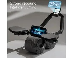 Multifunctioneel Buikspier Wiel - Ab Roller - Buikspierwiel - Buikspiertrainer - Core- Timer - Zwart
