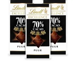 Lindt EXCELLENCE Chocolat Noir - Tablettes de chocolat noir 70 % - 100 g par tablette - Lot de 3