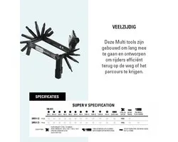 Lezyne Multi Tool Super V-23 - Multitool 14 pièces - HEX, TORX, PHILLIPS H, Dérive-chaîne, Porte-aiguille/bouchon & Régleur de rotor - Noir