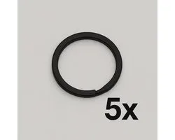 Zwarte RVS Sleutelhanger Ringen – Set van 5 Stuks – Roestvrijstaal Key Rings – Stevig, Duurzaam & Krasbestendig – Sleutels / Tags / Dogtags / Accessoires