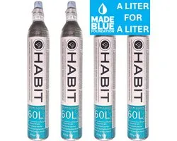 Habit - 4 x koolzuurcilinder met schroefsysteem – geschikt voor bijna alle bruiswatertoestellen - universele co2 cilinder – tot 60 liter bruisend water per vulling