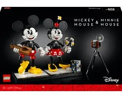 LEGO® ǀ Disney Mickey Mouse & Minnie Mouse personages om zelf te bouwen (43179) klassieke Mickey Mouse bouwset voor volwassenen om te verzamelen, geweldig doe-het-zelfproject of creatief cadeau voor retro Minnie Mouse fans (1739 onderdelen)