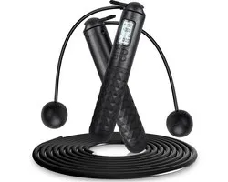 Smath® Professioneel Sport Springtouw met Teller - Speedrope - Jump Rope - Verstelbaar - Volwassenen Kinderen - Fitness - Cross Fit - Boksen - Zachte Handvaten - Zwart