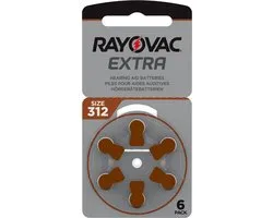 Rayovac batterij voor hoortoestel H312MF nr. 312 PR41 Extra Advanced, 180 mAh 6 stuks in een blister