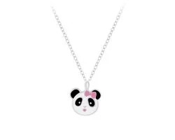Collier enfant en argent avec pendentif panda | collier noeud papillon rose panda fille | Zilverana | Argent sterling 925 (argent véritable)