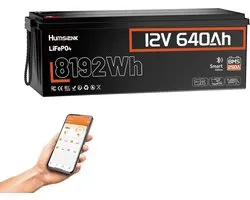 LiFePO4 Batterij 12V 640Ah met Bluetooth– Hoge Capaciteit Solar Accu voor Zonne-energie Systemen, Lange Levensduur, Veilig & Onderhoudsvrij
