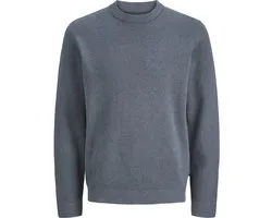 JACK & JONES Milano stitch knit crew neck regular fit - heren pullover katoen met O-hals - blauw (turbulence melange)