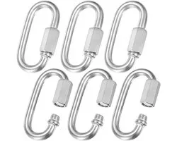 METERXITY Quick Chain Link Connector, roestvrij staal D-vormige vergrendeling reparatie kettingschakels voor schommelen/kamperen/wandelen/rugzak, twist sleutelhanger schroef ketting schakel [zilver]