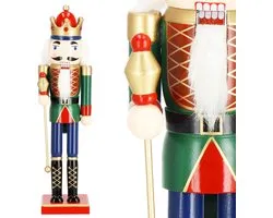 Springos Notenkraker Kerst | 38 cm | Blauw/Groen/Rood/Goud/Zwart