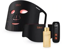 SILK 'N Silk'n Masque Visage et Cou LED Set - Dual LED Set - Promo pack: Builder Serum inclus - Masques pour le visage et cou avec la Lumière Rouge Anti-Âge - Noir