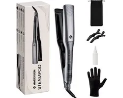 Haddison® Stoomstijltang - Stijltang en Krultang met Stoomtechnologie - Stoomstijltang 2 in 1 - Steampod - 14 Temperatuurstanden - LCD Display - Grijs