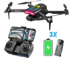 SefSay Spider Max Drone - Drone met dubbele ESC HD camera - Camera met Gimball en Led - RGB LED - Obstakel Ontwijking - Borstelloze motoren - 3 batterijen en een opbergtas - Geschikt voor kinderen en volwassenen