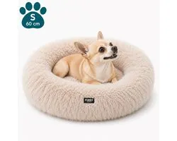 Furry Original® Fluffy Donut Hondenmand - S 60cm - Orthopedisch Hondenkussen - Honden Kussen voor Kleine Hond & Katten - Zachte Hondenbed met Rand - Memory Foam - Dog Bed - Coussin Chien - Beige