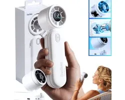 Diveblues® 3-in-1 Draagbare Mini Handventilator Oplaadbaar - iTurbo 9,2 m/s - Compact & Lichtgewicht - Mini Hand Fan