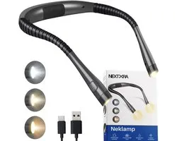 Nextora Lampe pour Cou - Lampe de Lecture pour Cou - Petite Lampe de Lecture pour Livre - Petite Lampe pour Cou pour Crocheter - Lampe pour Cou Rechargeable - Petite Lampe pour Cou - Zwart