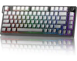YUNZII RT75 PRO Draadloos Gaming Toetsenbord, Hall Effect Mechanisch Rapid Trigger Magnetisch, Bluetooth/USB-C/2.4G Dual 8KHz Polling Frequentie & 128K Scan (Gradiënt-Zwart, Magnetic Red Switch)
