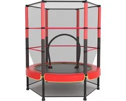 Trampoline OFMOTRA - Avec filet de sécurité - Trampoline Kinder - Jouets de plein air - 140 cm - jusqu'à 150 kg - Rouge