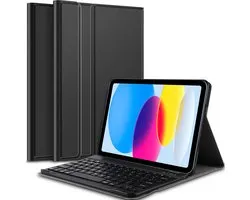 iPad 10.9 2022 Keyboard Cover - Keyboard Book Case Cover Case Zwart