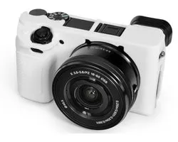 Housse d'appareil photo Compatible avec Sony Alpha A6400, A6300 et A6100, fabriquée en silicone souple - blanc.