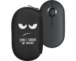 kwmobile Hoes geschikt voor Logitech Pebble Mouse 2 M350s / M350 - Hoesje voor muis in wit / zwart - Don't Touch My Mouse design