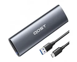 Qost - Aluminum M.2 SSD Behuizing - NVME / NGFF / SATA - USB 3.2 Gen 2 - 10Gbps - M-Sleutel PCIe & B+M Key PCIe 2230 / 2242 / 2260 / 2280 - Spacegrey