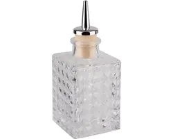 Buddy's Bar bittersfles en spritz fles - cocktail doseerfles - 100 ml glas - transparant - kurk en rvs schenktuit