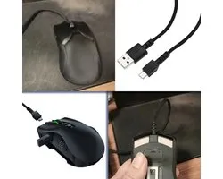 Nylon Braided Mouse Charging Cable 180cm Wireless USB Charging Cable Compatible with Razer Naga Pro 20000 DPl Compatible with DeathAdder V2 Pro