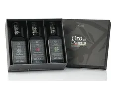 Geschenkbox met 3 Top Extra Virgin olijfoliën Oro Del Desierto 3 x 250 ml