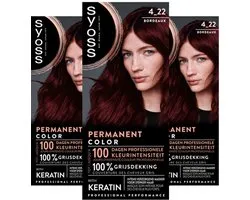 3x Syoss Coloration Permanent 4-22 Bordeaux