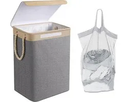M MOACC 76L Foldable Laundry Basket with Removable Bag, Laundry Baskets for Laundry with Lid, Foldable Small Slim - ShopVlot