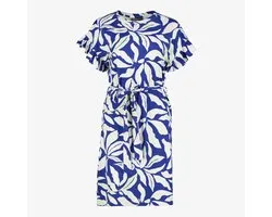 TwoDay dames jurk met bladerenprint blauw wit - Maat M