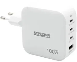 A-DAPT® Chargeur domestique 4 PORT - adapté pour Apple iPhone - Samsung - Xiaomi - Oppo - 100 W 3x USB-C PD + USB QC 3.0 - 3x USB-C | 1 port USB-A