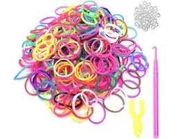 se comporter - 600 élastiques Loom , bandes de métier à tisser en plusieurs couleurs avec crochet de tissage et clips en S