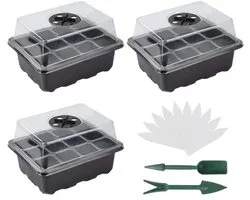 Kiembakken set van 3 - Verstelbare ventilatie voor zaadontkieming