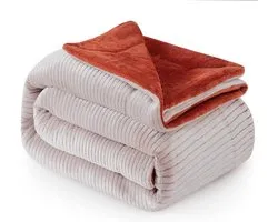 Couverture Polaire Luxe - Plaid 150x200cm - Triple Couche - Double face Terre Cuite