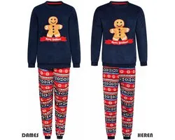 Pyjama dames en heren - Matching kerstpyjama - Donkerblauw - Maat S/M (Heren S - Dames S/M) - Huispak
