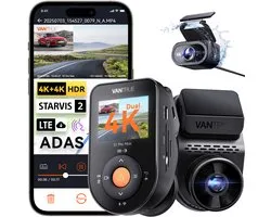 Vantrue S1 Pro Max 4K+4K Dashcam Avant et Arrière, Dashcam Double 2160P avec STARVIS 2 HDR PlatePix™ Vision Nocturne, WiFi 5GHz, Vitesse GPS, Mode Stationnement 24/7, ADAS/BSD, LTE Optionnel, Supporte jusqu'à 1 To Max