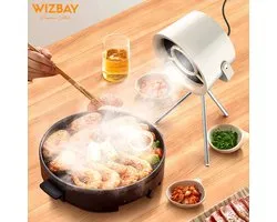 WizBay Premium Select® Draagbare Mini Afzuigkap – Elektrische Desktop Range Hood met 3 Standen – Olie- & Rookverwijderaar voor BBQ, Hotpot & Gourmet – Met Tripod & Ophangband – 42x10,8cm