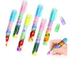 Set van 6 Pen Style Erasers - Pen Shape Sliding Erasers - Stackable Cute Color Aesthetic Erasers voor Kids en Artists Stationery