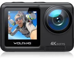Action Camera WOLFANG GA420 - 4K 60FPS 24MP - WiFi - Stabilisation EIS 3.0 - Zoom 8X - Microphone externe et Kit d'accessoires