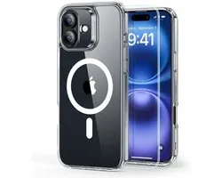 ESR Classic Hybrid HaloLock Hoesje Geschikt voor Apple iPhone 16 - Met Screenprotector - Compatibel met MagSafe - Back Cover - Gehard Glas - Transparant