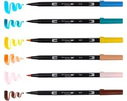 Tombow ABT Dual Brush set de 6 stylos Manga Vogel