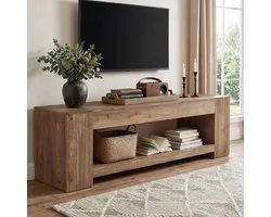 Console multimédia LITTLE TREE pour TV jusqu'à 75 pouces - 160 x 40 x 60 cm - Meuble TV rustique en bois massif
