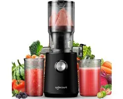 Extracteur de jus Safecourt Kitchen Juicer - Extracteur de jus lent pour fruits et légumes - Ouverture de remplissage XXL - Puissance maximale : 200 W - Zwart