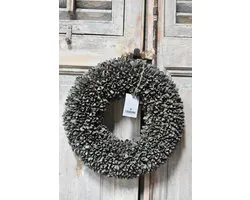 Couronne - Krans Ø 30cm Bakuli / beukennootjes - Licht grijs / grey mist - Krans beukennootjes 30 cm - Landelijk sober robuust.