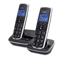 Fysic - Twinset - Senioren Dect Telefoon Set- 2 Handsets - Vaste Lijn - Big Button - Grote Toetsen - Handsfree Speaker
