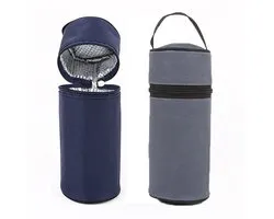 Lot de 2 sacs porte-bouteilles - Chauffe-biberon - Housse isotherme pour bouteille d'eau - Avec cordelette de transport - Idéal pour les pique-niques, les boissons et le vin - Tapis isolant - Plaques isolantes - 8,5 x 22 cm