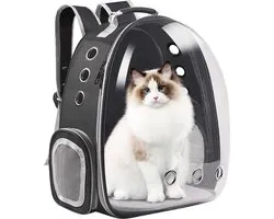 Cat Pet Carrier Backpack Front Bag for Small Medium Cats Puppy Dogs (Black)